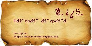 Máthé Árpád névjegykártya